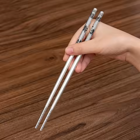 Silver chopsticks sterling silver 999 Fu Lu Shou Jubilee wealth and silver chopsticks home high-end 