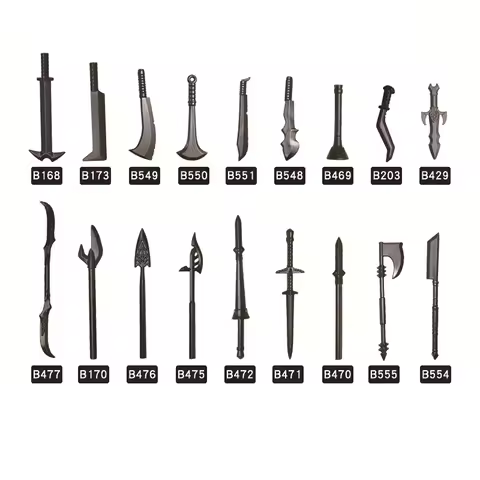 Medieval European Military Unique-Shaped Weapons Packs MOC Building Blocks Weapons Parts Model Brick