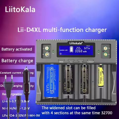 Liitokala D4XL 18650 li-ion battery charger 3.2V LiFePO4 battery 1.2V Ni-MH Ni-cd AAA 18500 26650 21