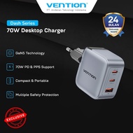 Vention Dash Series Charger Head GaN5 (C+C+A) GaN Charger (70W/70W/22.5W) EU-Plug 70W Fast Charging 