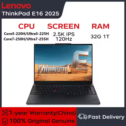 Lenovo Laptop Thinkpad E16 2025 16"2.5K IPS 120Hz Intel Core5 220H/Core7 250H 32G DDR5 1T/2TB SSD Sl