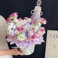 New Chinese Style Mother's Day Hug Bucket Chinese Style Carnation Rose Bouquet Mother 520 Valentine'