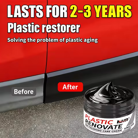 KJM 32G Plastic Renovate Cream - Back to Black Car Interior Restorer for Faded Dashboard, Door Panel