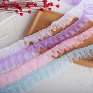 5m Chiffon Ruffles Pleated Gathered Mesh Lace Trim Multicolor Terylene Ribbon Handmade Craft Fluffy 