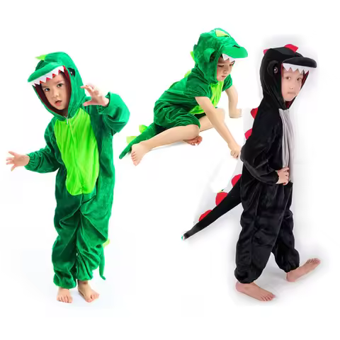 Cute Child Dinosaur Kugurumi Costume Cosplay Boys 2-4T 4-8Y Green Black Kindergarten School Party Ga