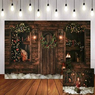 Christmas backdrop for photography rustic wood floor background for photo studio christmas tree retro Oil lamp backdrop photocal