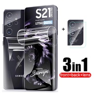 [A07] 3-in-1 Samsung S21 Plus Note 20 Ultra S20+ S10 Full Cover Hydrogel Film Screen Protector Front Back + Camera Glass