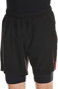 Men _Ts 4-Way Stretch Woven 2 in 1 W/Woven Insert Black M