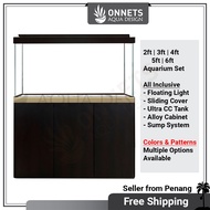 4ft 5ft 6ft 3ft 2ft Ultra Crystal Clear CC Fish Tank Alloy Cabinet Arowana Aquarium Set Akuarium Sum