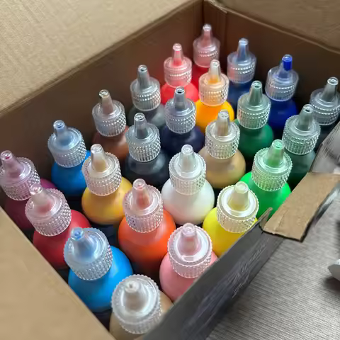 JIZHOU Airbrush Paint Set 24 Colors (30 ml/1 oz) Water-Based Acrylic Paint Kit for Hobbyist and Arti