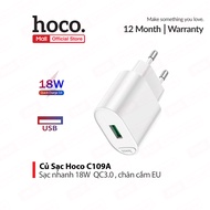 Củ sạc nhanh 18W Hoco C109A QC3.0 1 cổng USB chân cắm EU chất liệu PC cao cấp