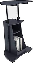 Lectern Podium Stand Mobile Laptop Stand Desk Computer Workstation Notebook Cart Sit-Stand Workstation for Home Office Panel 55x40cm/Black/Height 80/116cm