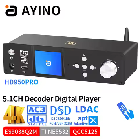 5.1CH DTSHD-Decoder for Audio Atmos ESS9038q2m*3 Converter 4K HDMI2.0 Qcc5125 Bluetooth5.1 Adapter D