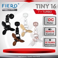 Fiero TINY 16" 3 Blades DC Motor Designer Wall Fan with 8 Speeds + RF Remote Control - Black/Walnut/