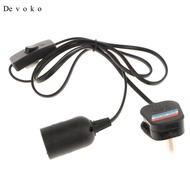 Devoko E27 Screw Bulb Socket, Bulb Holder Base with Cable Cord and On/Off Switch, (UK