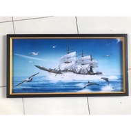 Boat Print Wall Decoration Plus Frame size: 50cm x 100cm