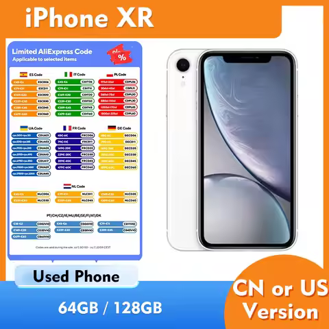 Apple iphone XR 4g 64GB 128GB 256GB ROM Smartphoen IOS 6.1inch 1792×828 Display Resolution 12MP Came