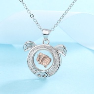 Time Running Twelve Zodiac Sign Pendant Necklace Female 12 Zodiac No Fading Rotating Windmill Meanin