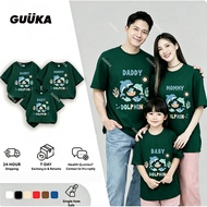 GUUKA COD Baju Sedondon Family Tshirt Dolphin Print Baju Family Day Soft Beach Outfit Ibu Ayah Anak 