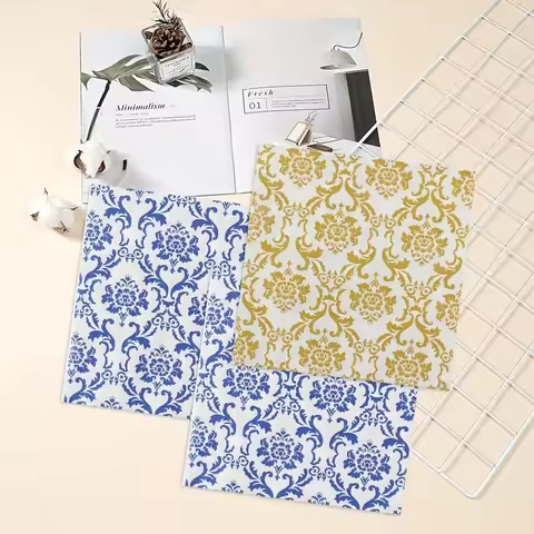 Chinese Celadon Elements Flower Pattern Napkin 40pcs/set Paper Tissue Pure Wood Pulp Paper Party Bir