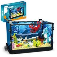 Mesiondy Fish Tank Building Block Set with Light,Aquarium, Marine Life, Shark Ecological Tank, Build