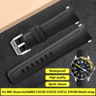 Quick release Original style Watch strap For IWC AQUATIMER IW356802/376705 Ocean Timepiece Black Cur