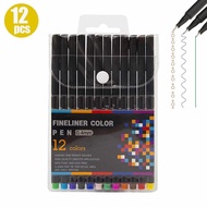 12 Bright Colors Fineliner Color Pen 0.4mm Fine Point Colored Pen Marker Set for Journaling Note Tak