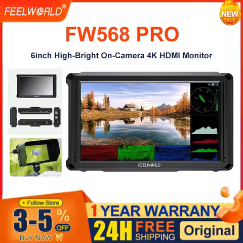 FW568 PRO Monitor FeelWorld 6 High-Bright Touchscreen On-Camera 4K HDMI Monitor 1200nits Waveform Ve