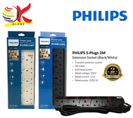 PHILIPS 5 CHARGER PORTS HEAVY DUTY HOME/OFFICE UK PIN MALAYSIA PLUG EXTENSION SOCKET WITH SIRIM CERTIFIED - SPN1654WA/69 / SPN1654BA/69 / CHP4752BA/68 (2 USB+USB-C) (5V/3.4A) / CHP4752WA/68 (2 USB+USB-C) (5V/3.4A) , POWER CORD: 2.0 METER