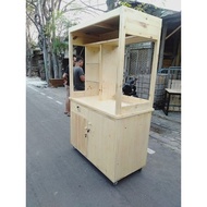 Murah gerobak jualan gerobak minimalis booth kayu jati Belanda murah