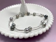 天然海水珍珠 大溪地黑珍珠 跳色 純銀 項鏈