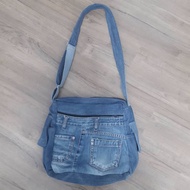 Beg Jeans Bahu Jahitan Crossbody Shoulder Bag