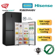 Hisense Side By Side Refrigerator Inverter Fridge 780L App Control Peti Sejuk Side By Side 冰箱 RS869N