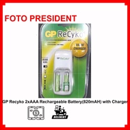 GP Recyko 2xAAA Rechargeable Battery(820mAH) with Charger