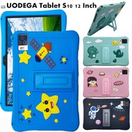 for UODEGA Tablet S10 12 Inch Tablet Case Cartoon Shockproof Soft Silicone Protective Case Stand Cover