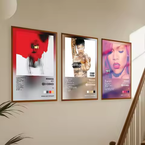 Rihanna Poster Album Art Cover Songs Music Rap Wall Waterproof Paper Sticker For Living Room Home De