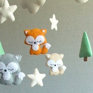 林地狐狸手機，狐狸嬰兒手機，嬰兒床手機，新父母禮物