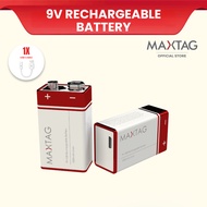 MaxTag 9V 1000 mAh Li-ion USB Type-C Rechargeable Battery