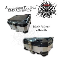 EMS Adventure Aluminium Top Box 28L 32L Black Silver