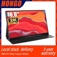 HONGO 16 inch Portable Monitor 2K 2560*1660p 16:10 Resolution 100% RGB USB Type-C QHD Portable Monitor Cheap price IPS