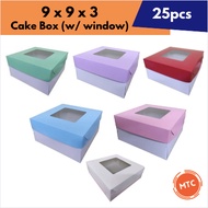 25pcs. 9x9x3 Cake Box WITH WINDOW