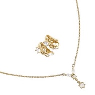 二手NINA RICCI耳環套裝，含鍍金水鑽項鍊，約4.1公克。女士款。