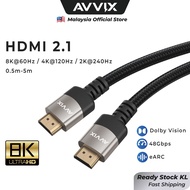 [KL Stock] AVVIX HDMI 2.1 Cable 8K60Hz 4K120Hz 2K240Hz 48Gbps Ultra High Speed HDR eARC 0.5m-5m for 