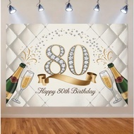 Happy 80th Birthday Party Banner Photography Backdrop Happy 80th Birthday Background for 80th Birthd