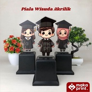 Piala Wisuda Akrilik (Wisuda AI 002) [PRINT UV] - Piala Wisuda Almamater Hitam - Kado Wisuda - Piala