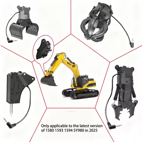 2026 Original Huina 1580 580 1593 593 1594 Rc Excavator Accessories Extra Parts Alloy Drill Grip Woo