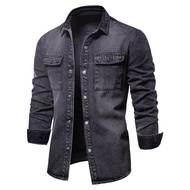 Cotton Denim Jackets Men Casual Solid Color Pocket Thin Jacket for Men Style Spring High Quality Men Clothing YuanLan