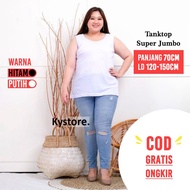 Kaos Manset Polos Hitam Putih Lengan Panjang Wanita Jumbo Bigsize LD Sampai 130