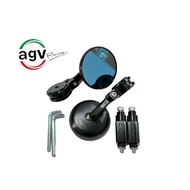 Agv Rearview Mirror Jalu End Bar Round Full CNC Universal Blue Mirror PREMIUM