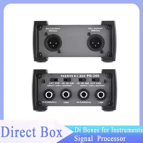 4 Channels Passive DI-Box Unit Hum Eliminator 1/4'' instrument Direct Box to XLR Professional Impeda